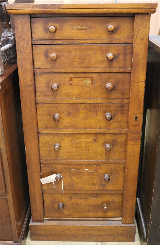 A Victorian golden oak Wellington chest, W.1ft 8in.